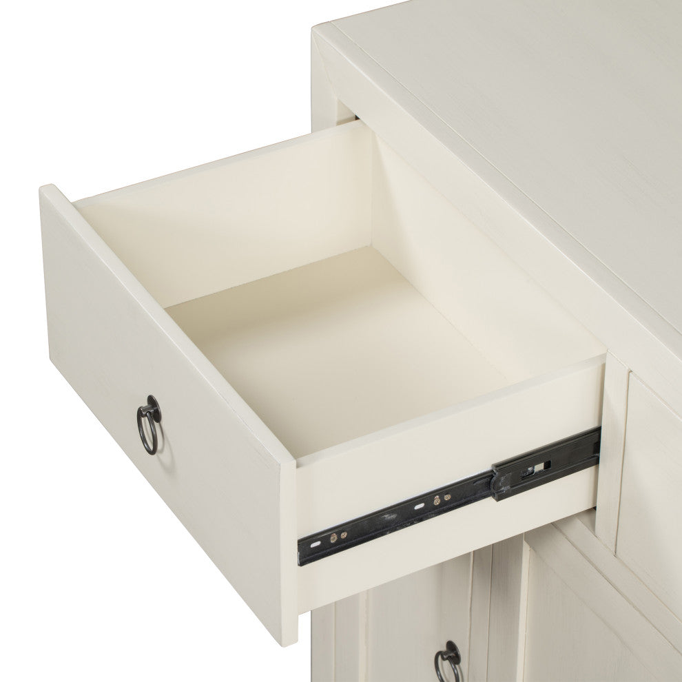 60-inch Wood Sideboard with Drawers and Shelves, White, 60'' X 36''