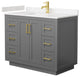 42"SGL Vanity Dark Gray, Light-Vein Carrara Cult. Marble Top, Sink, Gold Trim
