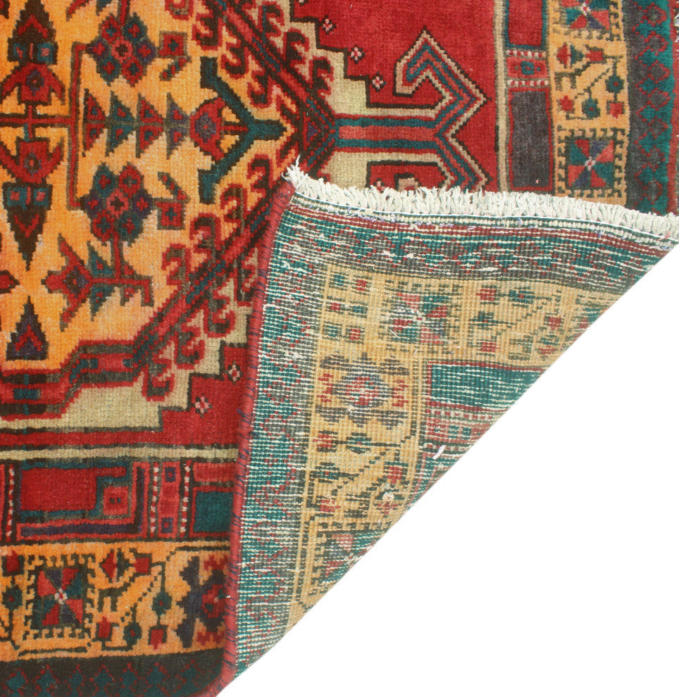 Fine Vintage Distressed Anayatul Red/Gold Runner, 3'5x10'11