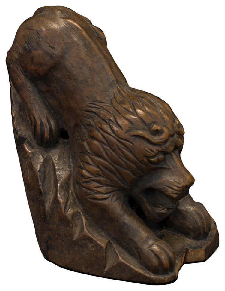 Bamboo Root Carving Lion Asian Sculpture