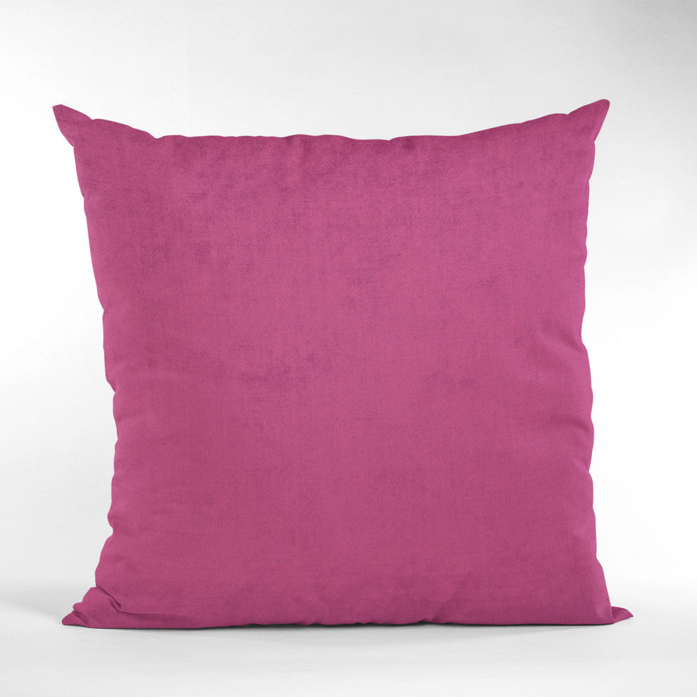 Pink Solid Shiny Velvet Luxury Throw Pillow, Double sided 24"x24"
