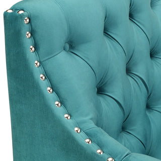 Norway Tufted Accent Chair with Nailhead Trim, Teal
