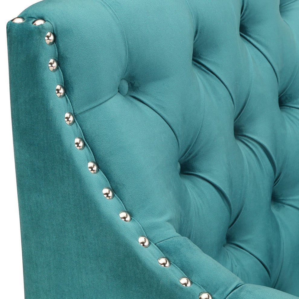 Norway Tufted Accent Chair with Nailhead Trim, Teal