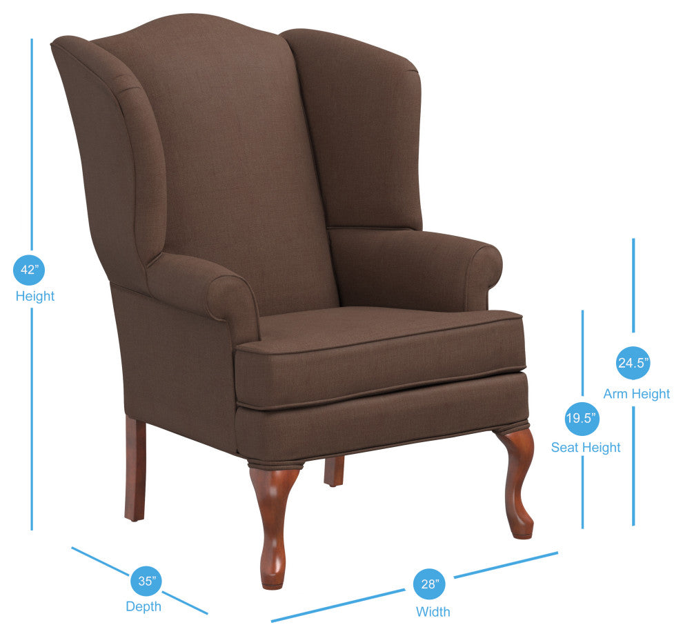 Erin Wingback Chair, Brown
