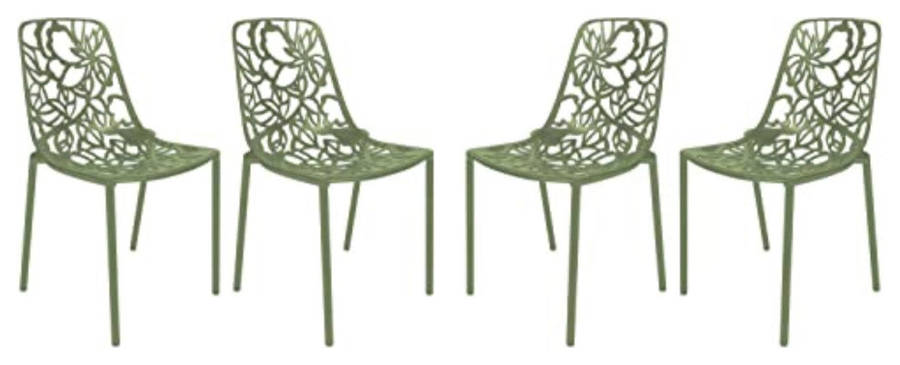 LeisureMod DC23G4 Modern Devon Aluminum Chair, Set of 4