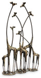 Bronze Finish Towering Giraffe Herd Tabletop Statue