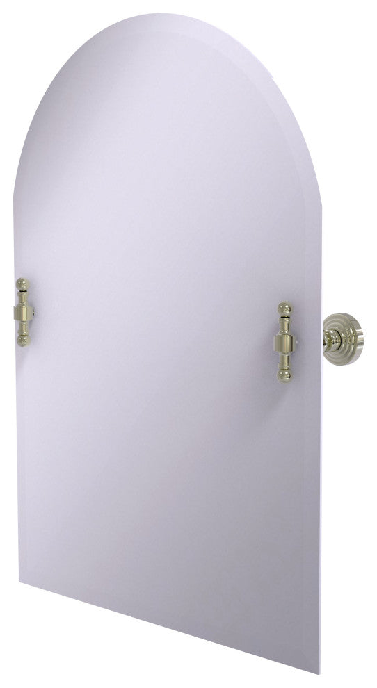 Frameless Arched Top Beveled Edge Tilt Mirror, Polished Nickel