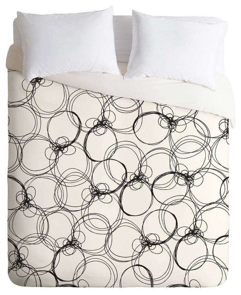 Deny Designs Rachael Taylor Circles White Black Duvet Cover - Lightweight