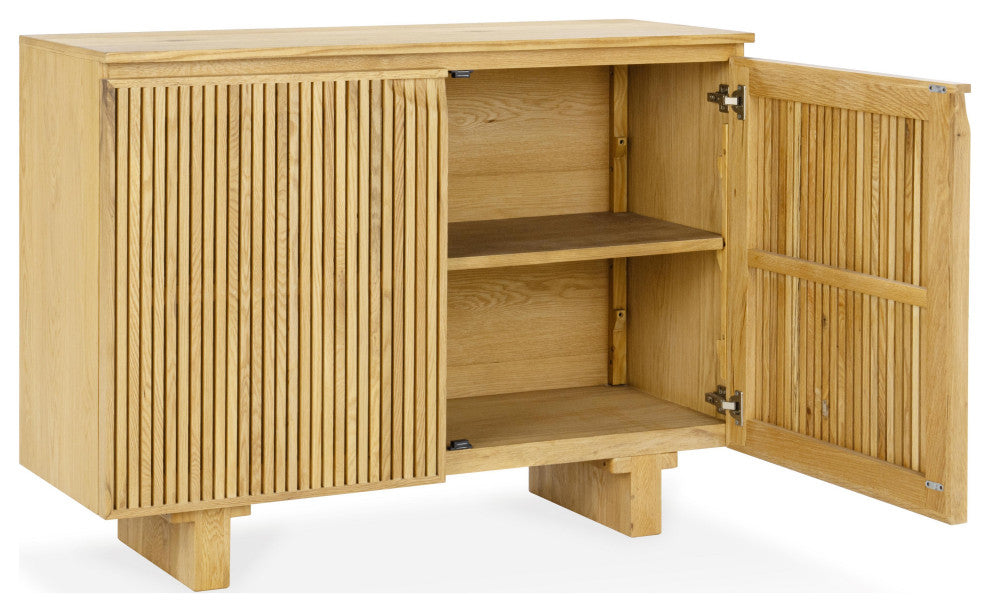 Roya 82" Oak Wood 3-Door Sideboard Buffet, Oak Brown, 2-Door