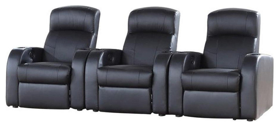 Coaster Cyrus 3-piece Leather Upholstered Recliner Set Black