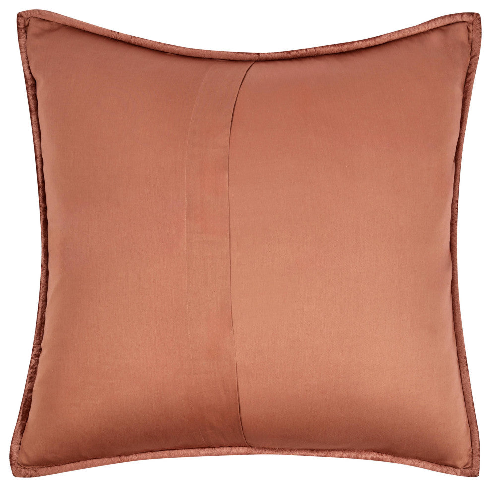 Dimitry 100% Rayon Velvet Shams by Kosas Home, Terra Cotta, Euro