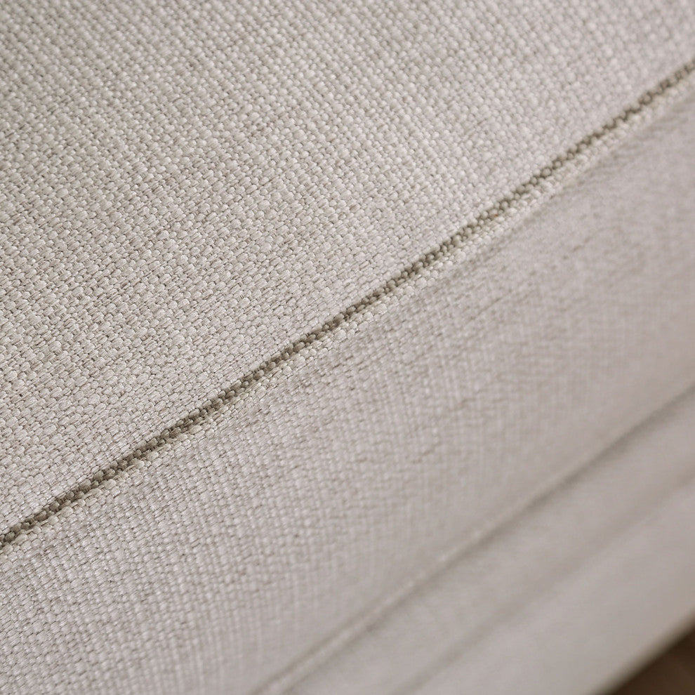 Burlap Weave Love Seat with Single Cushion Seat Design, Ivory