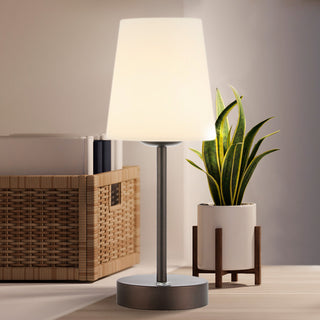 12.75" Modern Minimalist Iron Rechargeable Integrated LED Table Lamp, Black