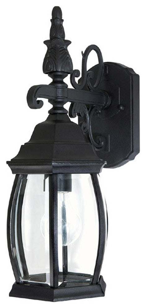 French Country 1-Light Outdoor Wall Lantern, Black