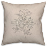 Sketched Leaf Bundle 3 20"x20" Spun Poly Pillow