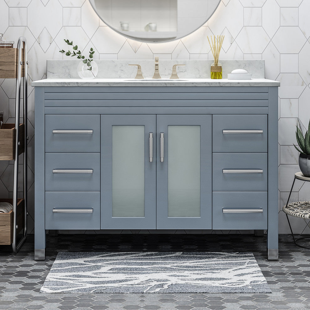 Taylor Contemporary 48" Wood Bathroom Vanity, Counter Top Not Included, Gray