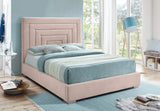 Nora Velvet Upholstered Bed, Pink, Full