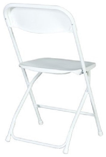 Traditional Folding Chair, Plastic Seat With Drain Holes & Open Backrest, White