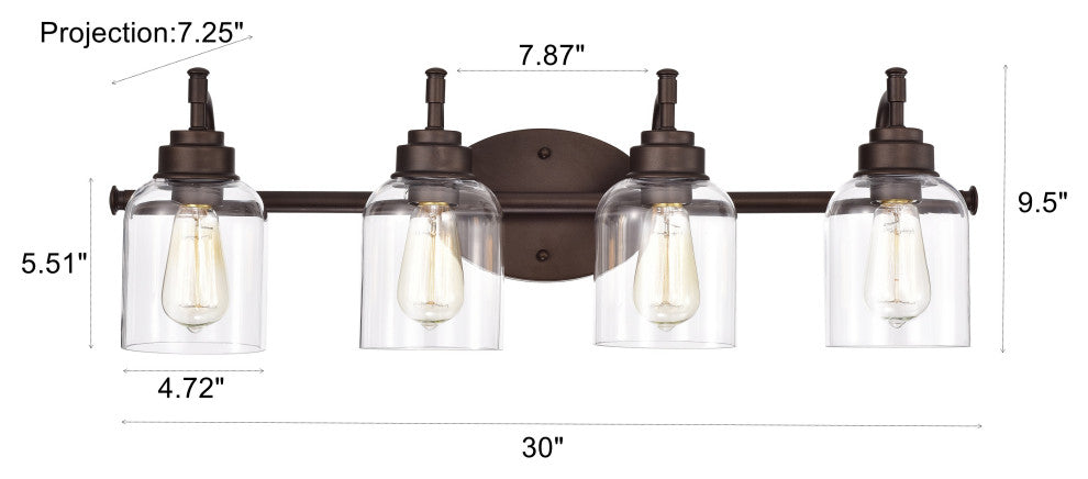 CHLOE Lighting ADAIR Transitional 4-Light Oil Rubbed Bronze Bath Fixture