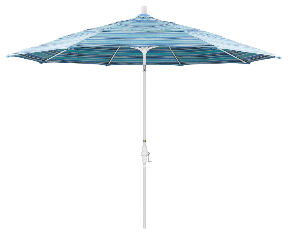 11' Matted White Collar Tilt Lift Fiberglass Rib Aluminum Umbrella, Sunbrella, Dolce Oasis