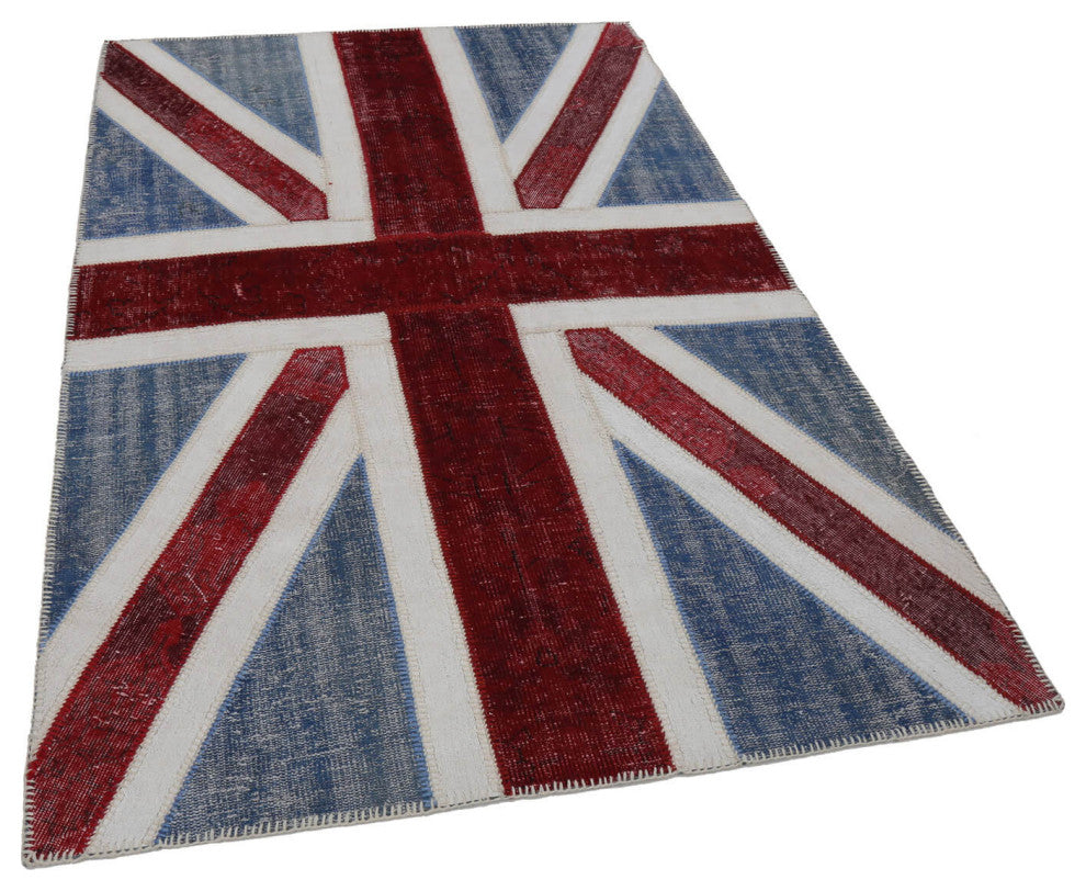 Rug N Carpet - Hand-knotted Turkish 5' 0'' x 7' 11'' Flag Patchwork Rug
