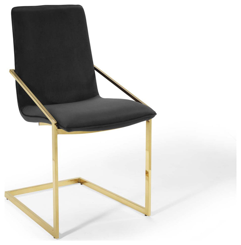 Pitch Performance Velvet Dining Armchair Gold Black