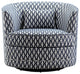 Dmitri Swivel Barrel Chair, Navy, White