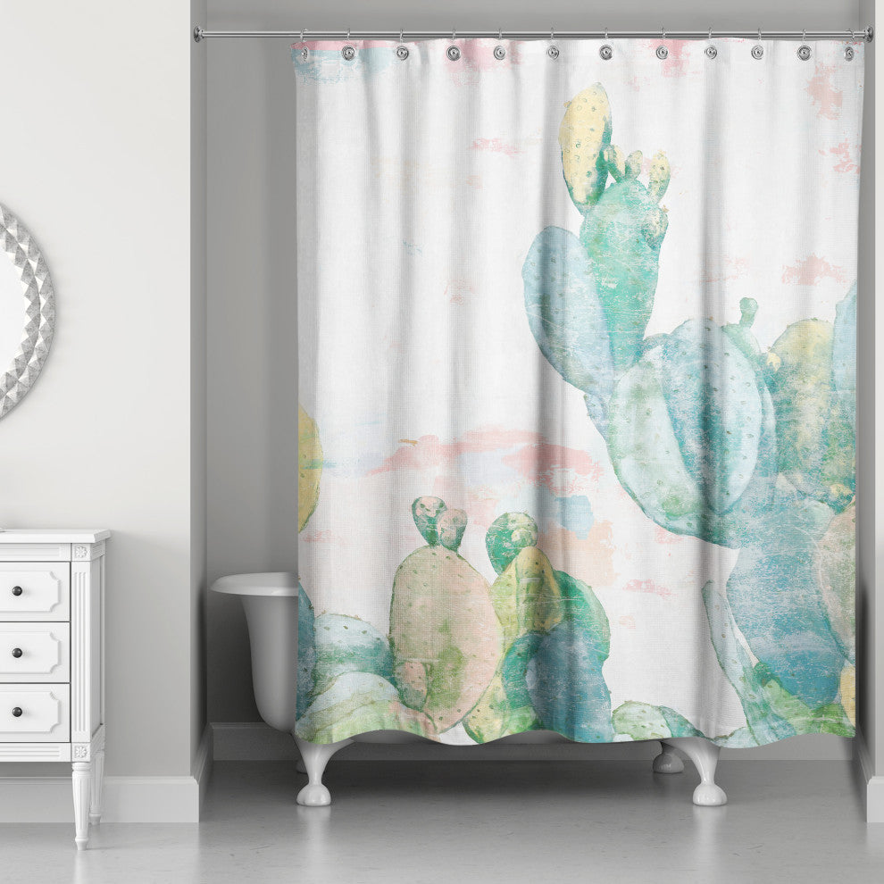 Funky Cactus Print 71x74 Shower Curtain