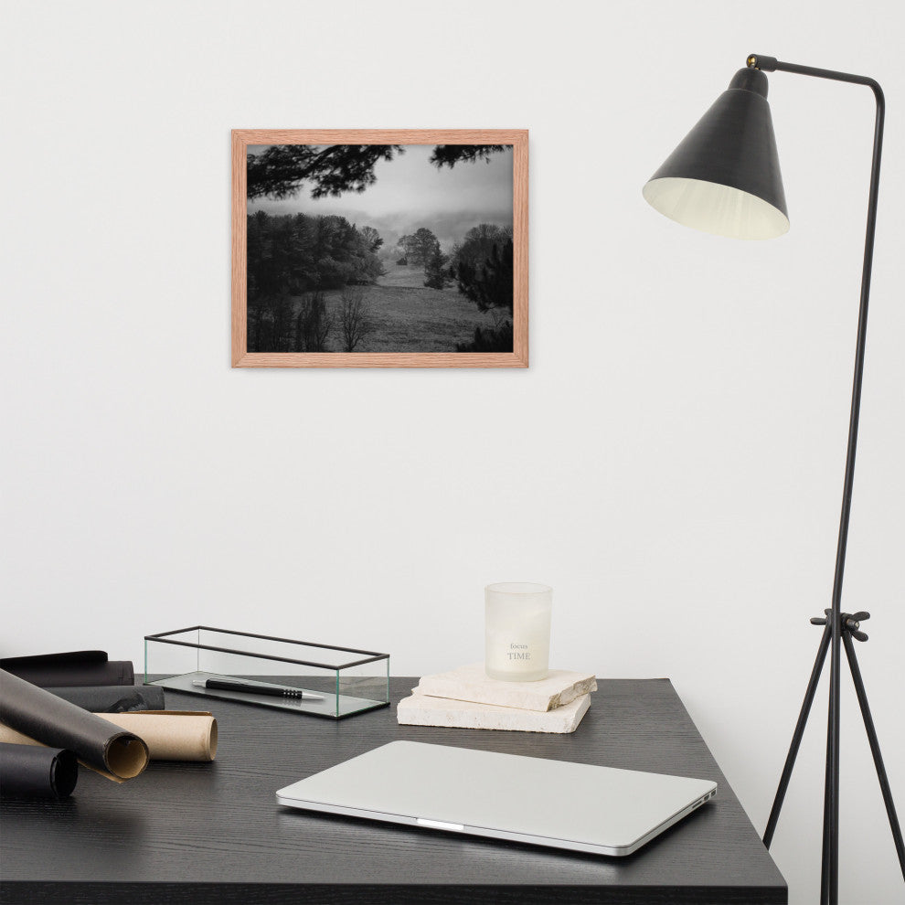 Mist of Valley Forge in Black and White Framed Photo Paper Wall Art Prints, Red Oak, 11" X 14"
