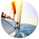 Sailboat Sailing In The Blue Sea, Seashore Round Wall Art, 23"