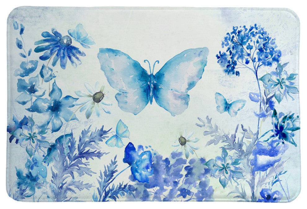 Laural Home Botanical Butterfly Memory Foam Rug