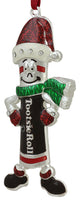 4.25" Silver Plated Holiday Toostie Roll Man Candy Logo Christmas Ornament