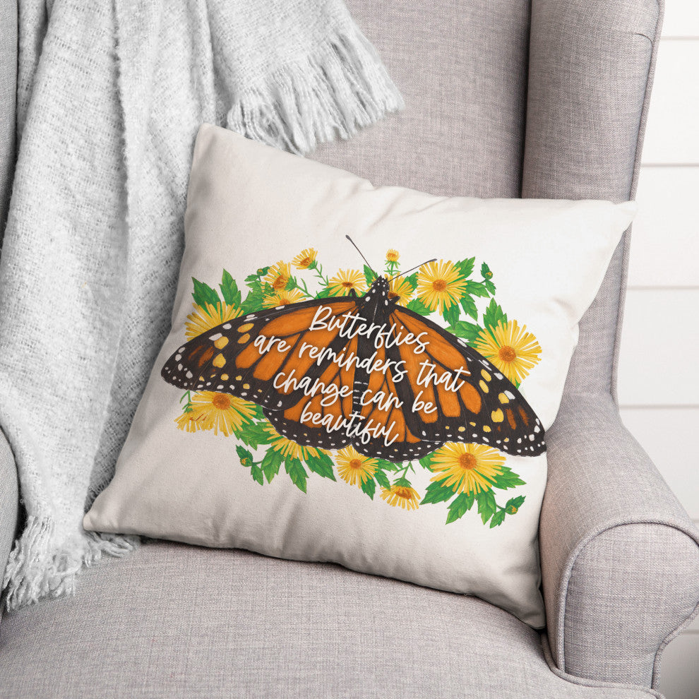 Butterflies Change Reminder 2 18x18 Spun Poly Pillow