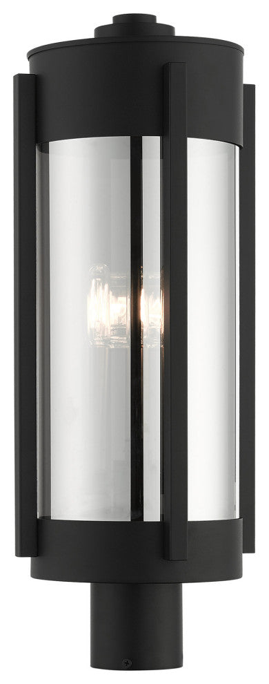 Sheridan 3 Light Black/Brushed Nickel Candles Large Outdoor Post Top Lantern