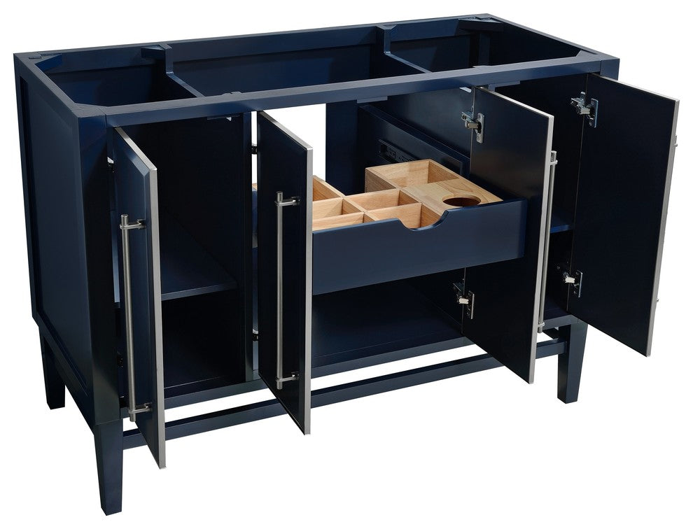 Mason 48" Vanity Only, Navy Blue With Brushed Silver Hardware