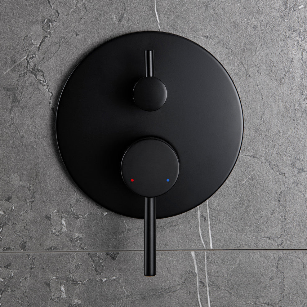 Luxury Pressure-Balanced Complete Shower System with Rough-In Valve, Matte Black
