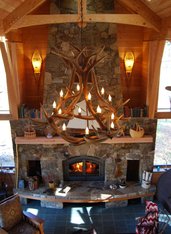 Real Antler Elk Royal Crown Deer Chandelier Light