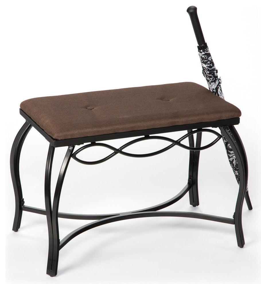Mango Steam Berkeley Shoe Bench With Woven Fabric Top, Mocha Brown, Rectangular