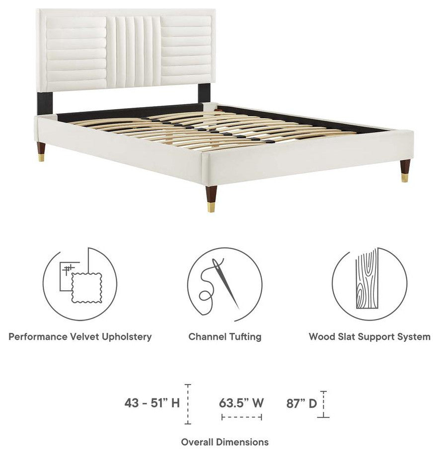 Sofia Channel Tufted Performance Velvet Full Platform Bed