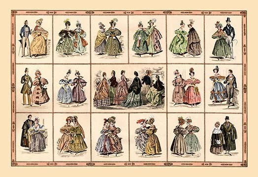Italian Fashion of 1833 - Composite #2- Paper Poster 20" x 30"