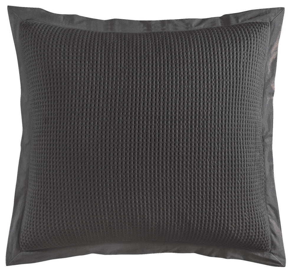 Stonewashed Cotton Waffle Weave Euro Sham, 27"x27", 1 Piece, Slate