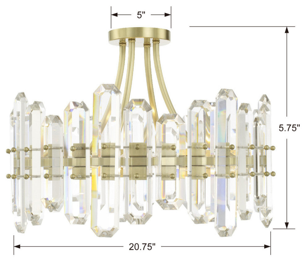 Crystorama BOL-8884-AG, 4-Light Ceiling Mount, Aged Brass
