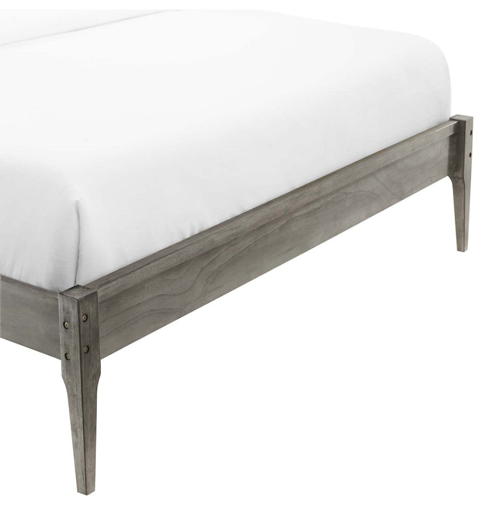 June King Wood Platform Bed Frame-Gray