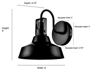 1 Light 8 in. Powder Coated Black Outdoor
