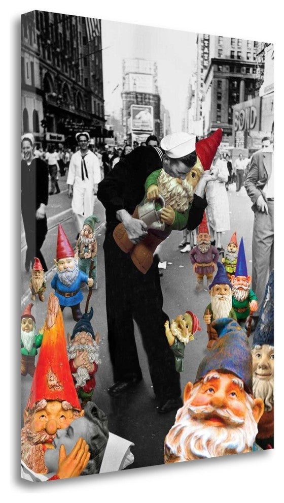 "Garden Gnomes - Vj Day" By Barry Kite, Giclee Print on Gallery Wrap Canvas