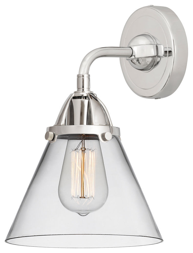 Large Cone Sconce, Polished Chrome, Clear, Clear
