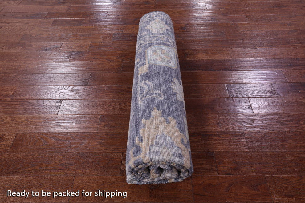 8' Square Hand-Knotted Turkish Oushak Wool Rug - Q13374