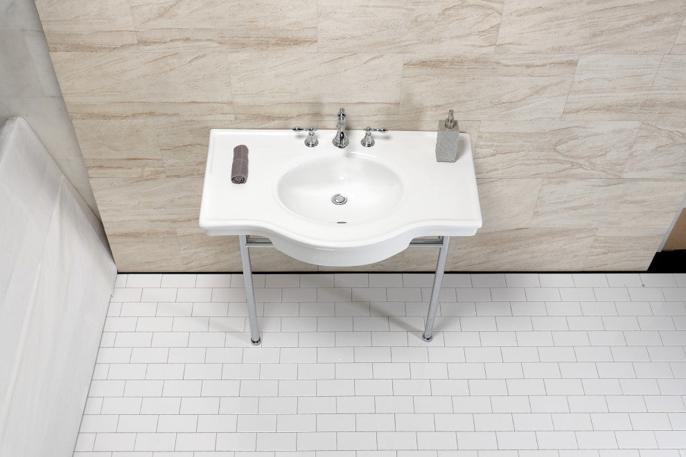 Fauceture VPB28140W8CP 37" Ceramic Console Sink, Legs