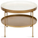 Nira Metal Coffee Table, White/Gold 26" Diameter
