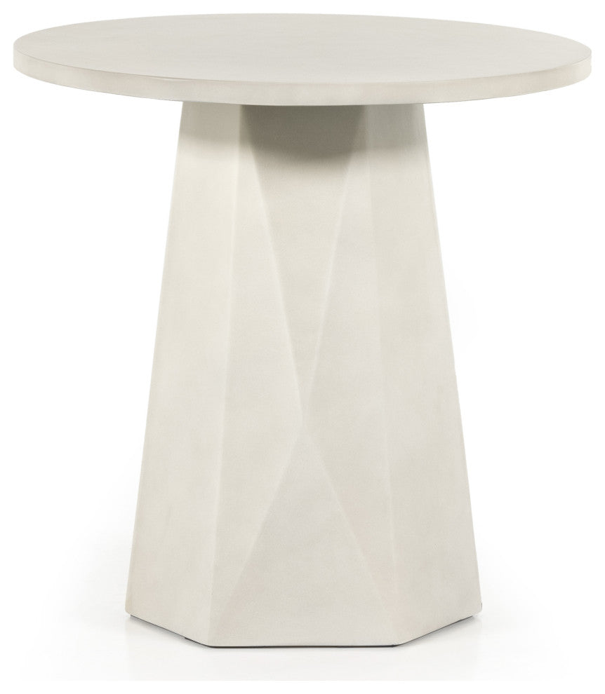 Bowman Outdoor End Table-White Concrete